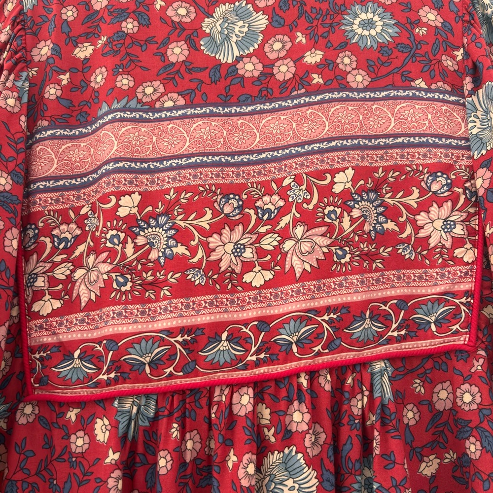 Spell the Gypsy Red and Blue Floral Folk Town Blouse- M - Picture 6 of 7